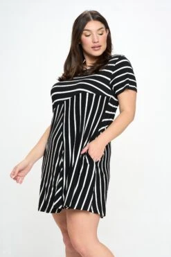 Multidirectional Lined A-line Dress- Plus Size -Selected Women's Clothing Store DRS322P BLK 2