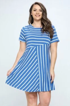 Multidirectional Lined A-line Dress- Plus Size -Selected Women's Clothing Store DRS322P DEM