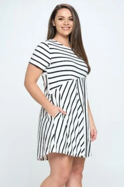 Multidirectional Lined A-line Dress- Plus Size -Selected Women's Clothing Store DRS322P WHT 2