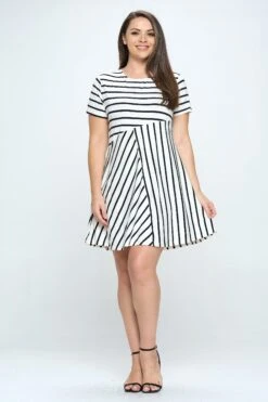 Multidirectional Lined A-line Dress- Plus Size -Selected Women's Clothing Store DRS322P WHT 5