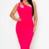 Strappy One Shoulder Bodycon Midi Dress -Selected Women's Clothing Store DRS335 HPK 1