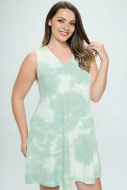 Plus Women's Sleeveless Tie-Dye Dress -Selected Women's Clothing Store DRS349p LGR 4 l