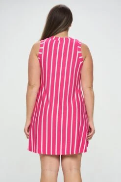Plus Size Striped Sleeveless Dress -Selected Women's Clothing Store DRS354P FUS 3
