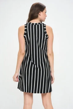 Women's Striped Sleeveless Dress -Selected Women's Clothing Store DRS354 BLK 3 l