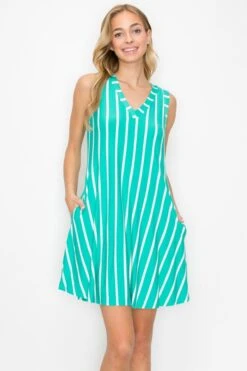 Women's Striped Sleeveless Dress -Selected Women's Clothing Store DRS354 SFM l