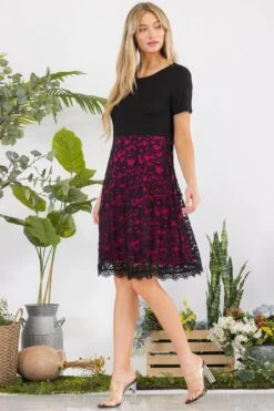 Women's Lace Overlay A-line Dress -Selected Women's Clothing Store DRS356 FUS 12 a03d98e6 0c2e 404e 8024 6ca144fcd725