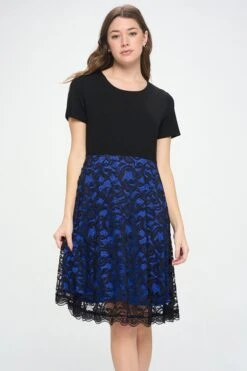 Women's Lace Overlay A-line Dress -Selected Women's Clothing Store DRS356 RBL