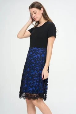 Women's Lace Overlay A-line Dress -Selected Women's Clothing Store DRS356 RBL 2