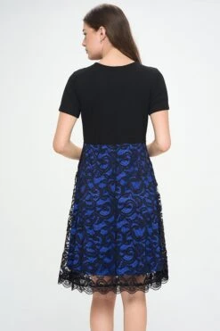 Women's Lace Overlay A-line Dress -Selected Women's Clothing Store DRS356 RBL 3