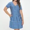 Plus Size Ruffled Striped Shift Dress -Selected Women's Clothing Store DRS357P DEM 4