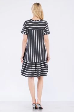 Women's Ruffled Striped Shift Dress -Selected Women's Clothing Store DRS357 CHA 8