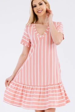 Women's Ruffled Striped Shift Dress -Selected Women's Clothing Store DRS357 DSR 10