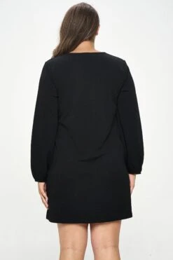 Plus Women's Long Sleeve Shift Dress -Selected Women's Clothing Store DRS361P BLK 3
