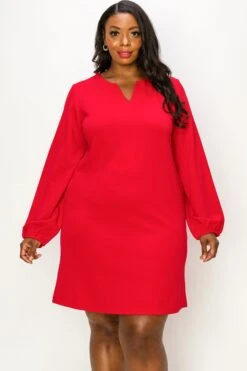 Plus Women's Long Sleeve Shift Dress -Selected Women's Clothing Store DRS361P CRM
