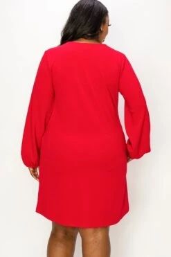 Plus Women's Long Sleeve Shift Dress -Selected Women's Clothing Store DRS361P CRM 3
