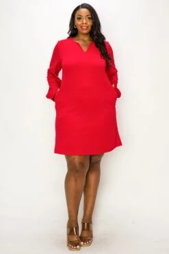 Plus Women's Long Sleeve Shift Dress -Selected Women's Clothing Store DRS361P CRM 4