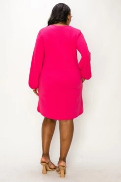 Plus Women's Long Sleeve Shift Dress -Selected Women's Clothing Store DRS361P FUS 5