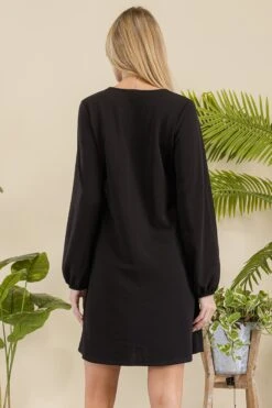 Women's Long Sleeve Shift Dress -Selected Women's Clothing Store DRS361 BLK 3
