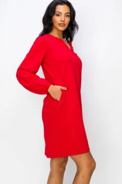 Women's Long Sleeve Shift Dress -Selected Women's Clothing Store DRS361 CRM 2