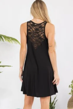 Sleeveless Sweetheart Lace Dress -Selected Women's Clothing Store DRS362 BLK 3