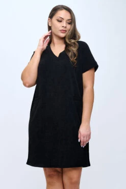 Plus Size Women’s Corduroy Shift Dress -Selected Women's Clothing Store DRS393P BLK 4 I