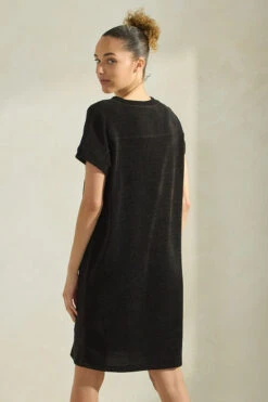 Women’s V-Neck Corduroy Shift Dress -Selected Women's Clothing Store DRS393 BLK 9 I