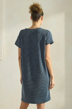 Women’s V-Neck Corduroy Shift Dress -Selected Women's Clothing Store DRS393 DEM 9 I