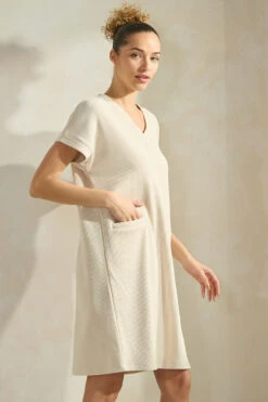 Women’s V-Neck Corduroy Shift Dress -Selected Women's Clothing Store DRS393 IVY 6 I