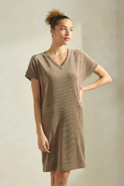Women’s V-Neck Corduroy Shift Dress