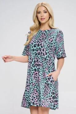 Vivid Leopard Print T-Shirt Dress -Selected Women's Clothing Store DRSPT013 MNT2