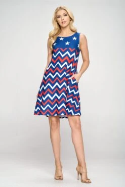 USA Chevron Stripes And Stars Tank Dress -Selected Women's Clothing Store DRSPT041 6