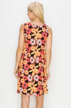 Blooming Flowers Printed A-line Dress -Selected Women's Clothing Store DRSPT045 YEL 3 XL