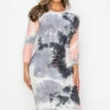 Amethyst Tie Dye Bodycon Midi Dress -Selected Women's Clothing Store DRSPT056 l