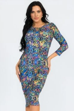 &New Iridescent Snakeskin Bodycon Midi Dress