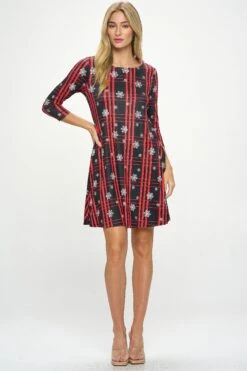 Women's Plaid And Snowflakes Pattern Dress -Selected Women's Clothing Store DRSPT095 BLK 5