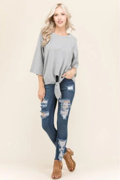 Dressed To A Tee Tie-Front Raglan Sleeve Top -Selected Women's Clothing Store FT30925Q heart 1006 700x1050 1
