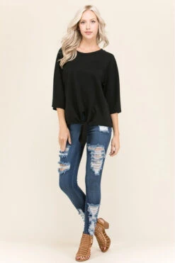 Dressed To A Tee Tie-Front Raglan Sleeve Top -Selected Women's Clothing Store FT30925Q heart 1018 700x1050 1