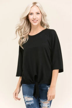 Dressed To A Tee Tie-Front Raglan Sleeve Top -Selected Women's Clothing Store FT30925Q heart 1020 700x1050 1