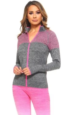 Active Mesh Zip Up Seamless Jacket -Selected Women's Clothing Store HL 41124