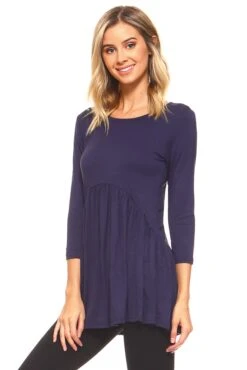 Pretty In Peplum ¾-Sleeve Babydoll Top