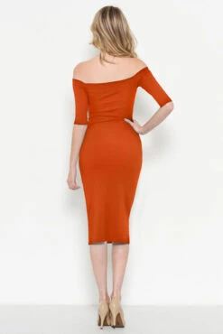 The Classic Off Shoulder Midi Bodycon Dress -Selected Women's Clothing Store JD16929Q COP 2