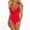 Double Strapped Bustier Style Bodysuit Bodystocking -Selected Women's Clothing Store JEN070 RED