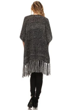 Long Fashion Poncho -Selected Women's Clothing Store PCH062 BLK 3 l
