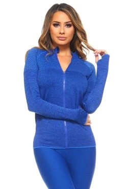 Active Mesh Zip Up Seamless Jacket -Selected Women's Clothing Store SAJ1001 BLU 4