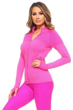 Active Mesh Zip Up Seamless Jacket -Selected Women's Clothing Store SAJ1001 FUS 3