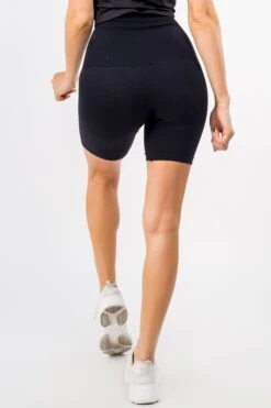 Tummy Control Compression Biker Shorts With French Terry Lining -Selected Women's Clothing Store SML508CT002 BLK 3