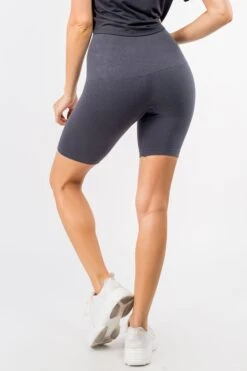 Tummy Control Compression Biker Shorts With French Terry Lining -Selected Women's Clothing Store SML508CT002 CHA 3