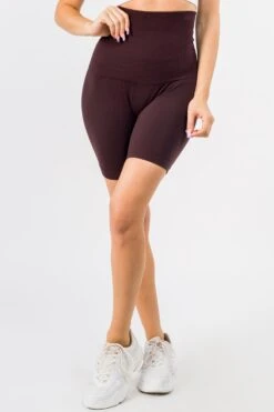 Tummy Control Compression Biker Shorts With French Terry Lining -Selected Women's Clothing Store SML508CT002 COF 1