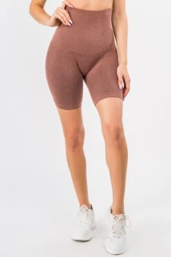 Tummy Control Compression Biker Shorts With French Terry Lining -Selected Women's Clothing Store SML508CT002 MCH 1