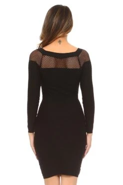 Bad And Bandage Mesh Inset Bodycon Dress -Selected Women's Clothing Store SML604 BLK 3 b60095c4 0fcb 4777 864e 43cf545a6cf0